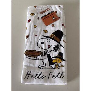 2 Pack Peanuts Snoopy Woodstock Hello Fall Thanksgiving  Kitchen Towels NEW